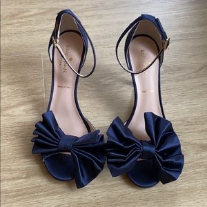 Kate spade satin bow shoes with glitter heels